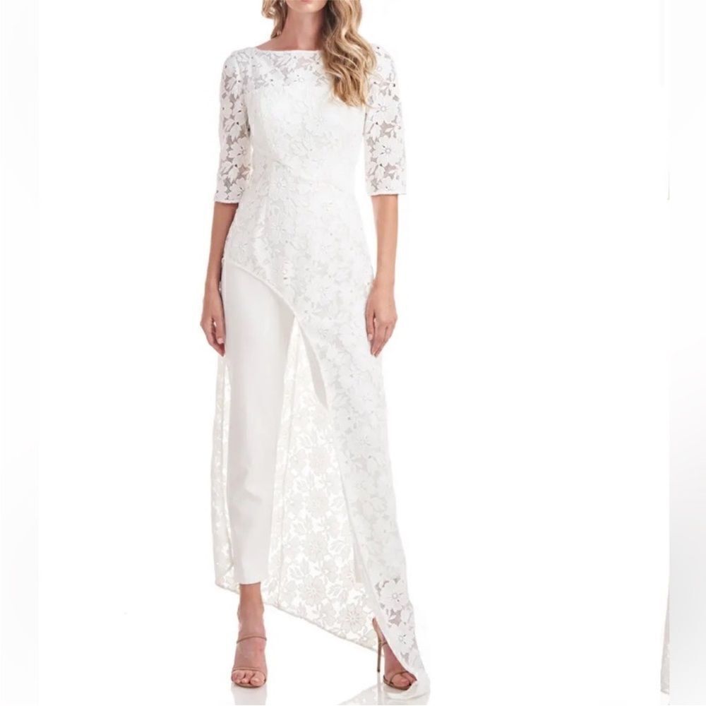 Kay Unger Delia Lace Walk Thru Jumpsuit Dress White size 10